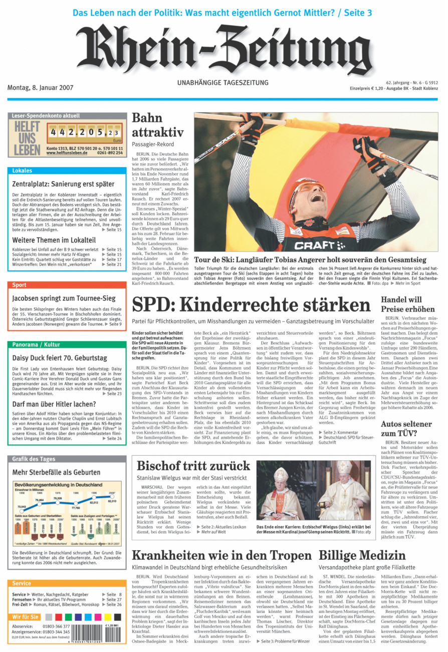Rhein-Zeitung Koblenz & Region vom Montag, 08.01.2007