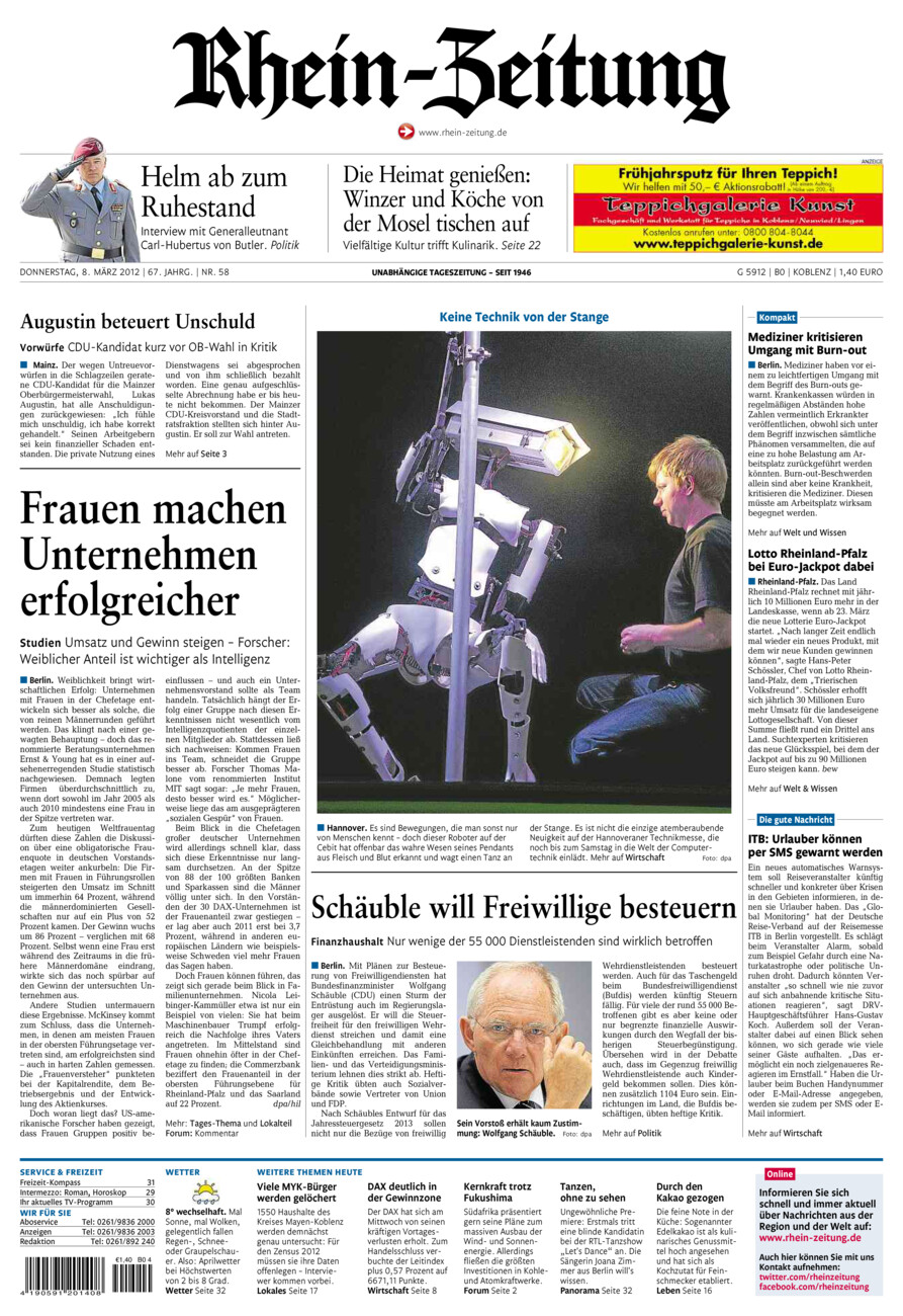 Rhein-Zeitung Koblenz & Region vom Donnerstag, 08.03.2012