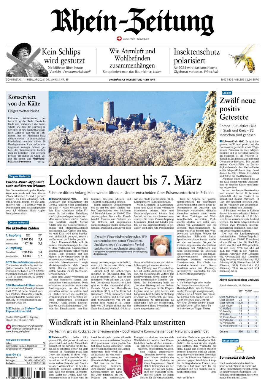 Rhein-Zeitung Koblenz & Region vom Donnerstag, 11.02.2021