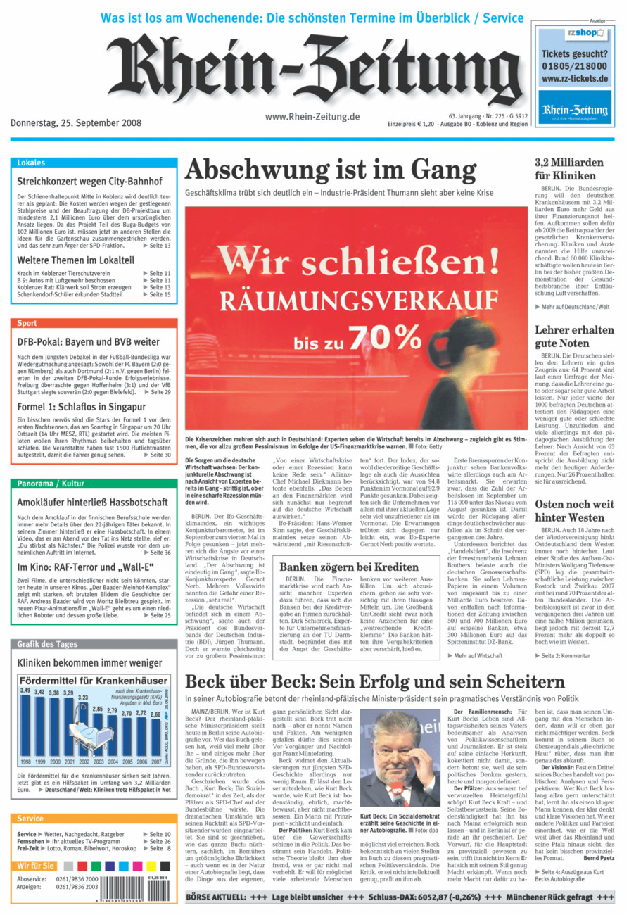 Rhein-Zeitung Koblenz & Region vom Donnerstag, 25.09.2008