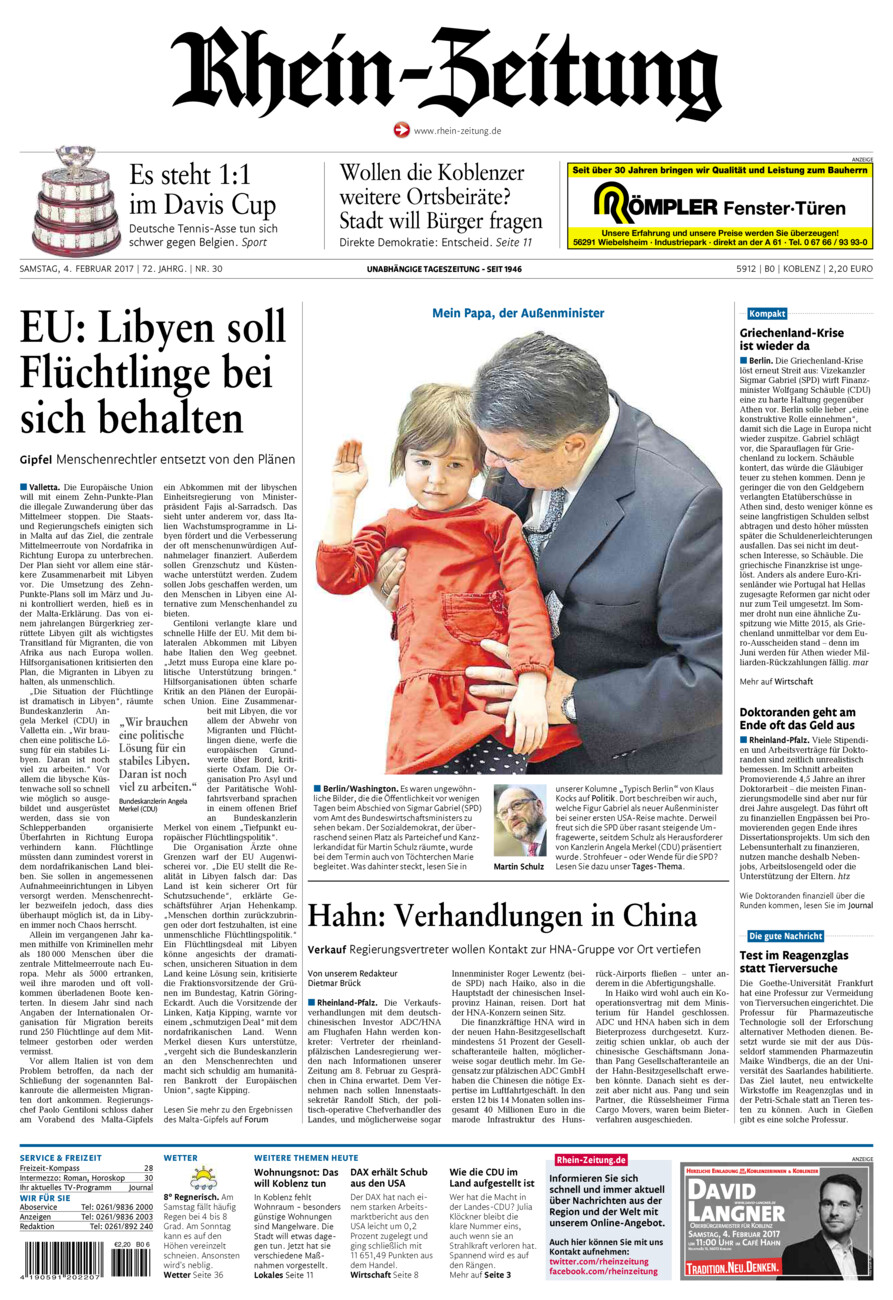 Rhein-Zeitung Koblenz & Region vom Samstag, 04.02.2017