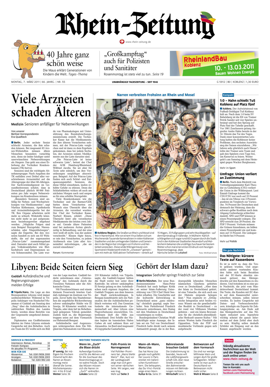 Rhein-Zeitung Koblenz & Region vom Montag, 07.03.2011