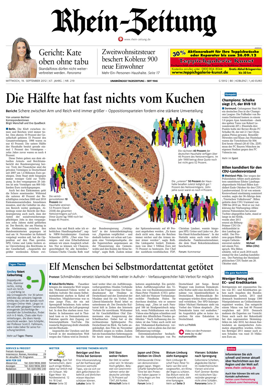 Rhein-Zeitung Koblenz & Region vom Mittwoch, 19.09.2012