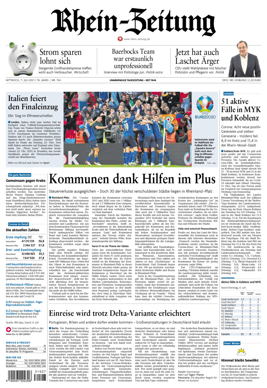 Rhein-Zeitung Koblenz & Region vom Mittwoch, 07.07.2021