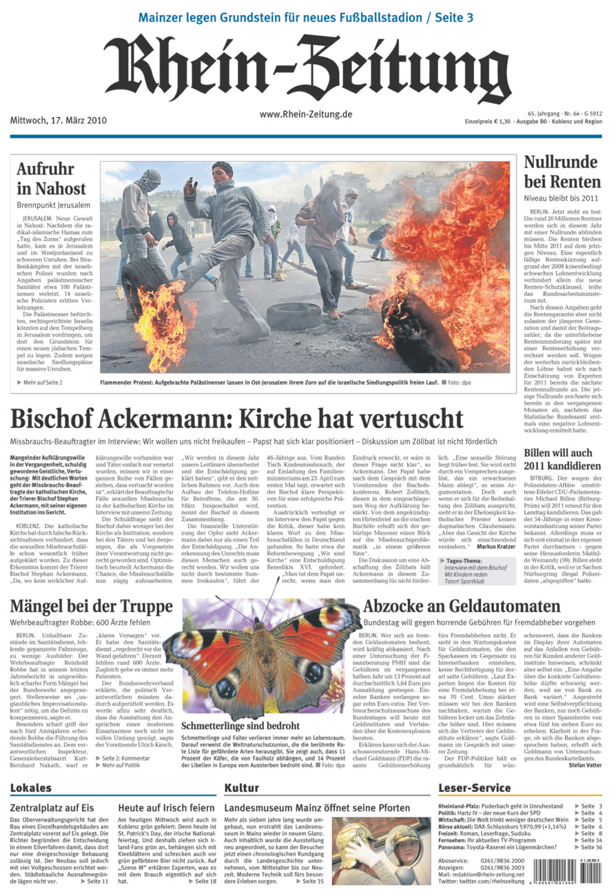 Rhein-Zeitung Koblenz & Region vom Mittwoch, 17.03.2010