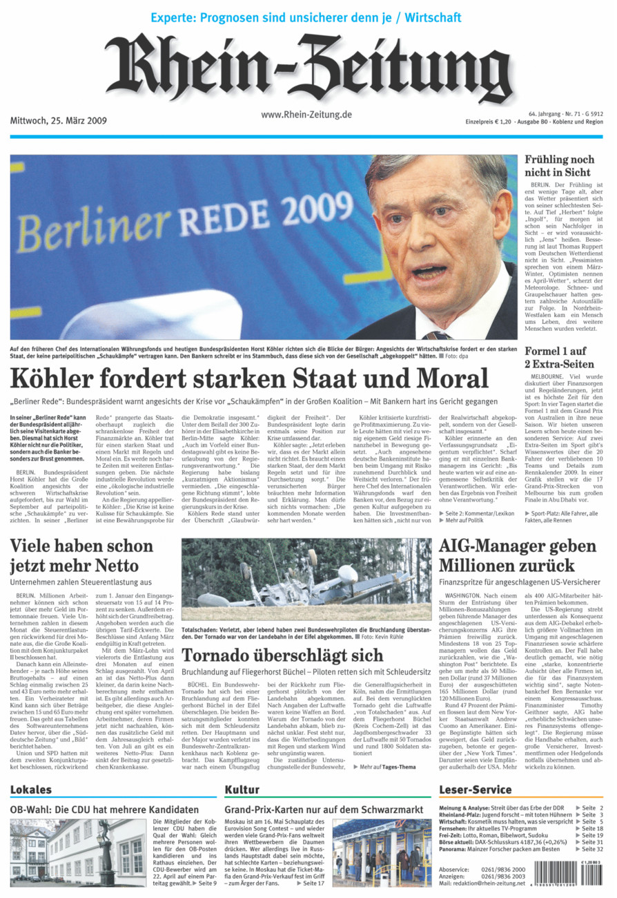 Rhein-Zeitung Koblenz & Region vom Mittwoch, 25.03.2009