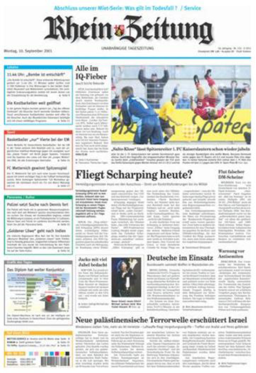 Rhein-Zeitung Koblenz & Region vom Montag, 10.09.2001