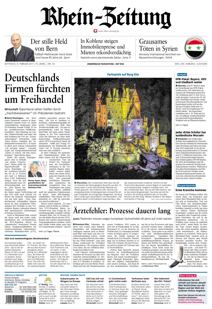 Rhein-Zeitung Koblenz & Region vom Mittwoch, 08.02.2017