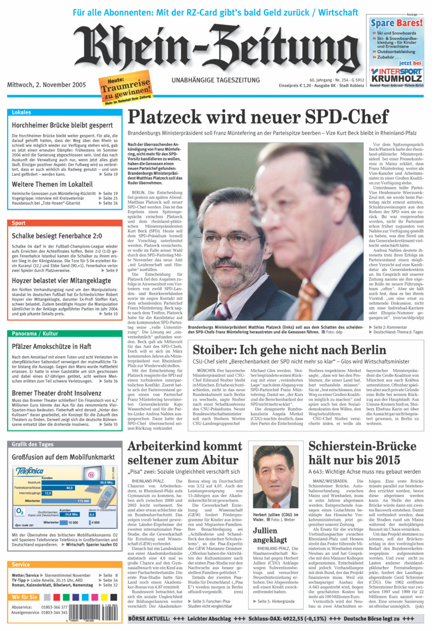 Rhein-Zeitung Koblenz & Region vom Mittwoch, 02.11.2005