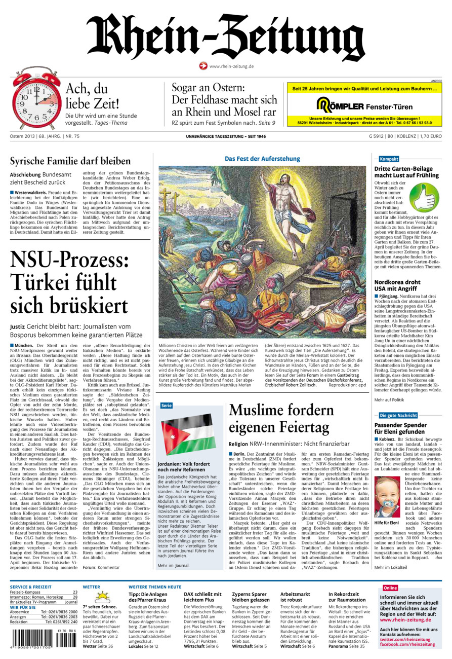 Rhein-Zeitung Koblenz & Region vom Samstag, 30.03.2013