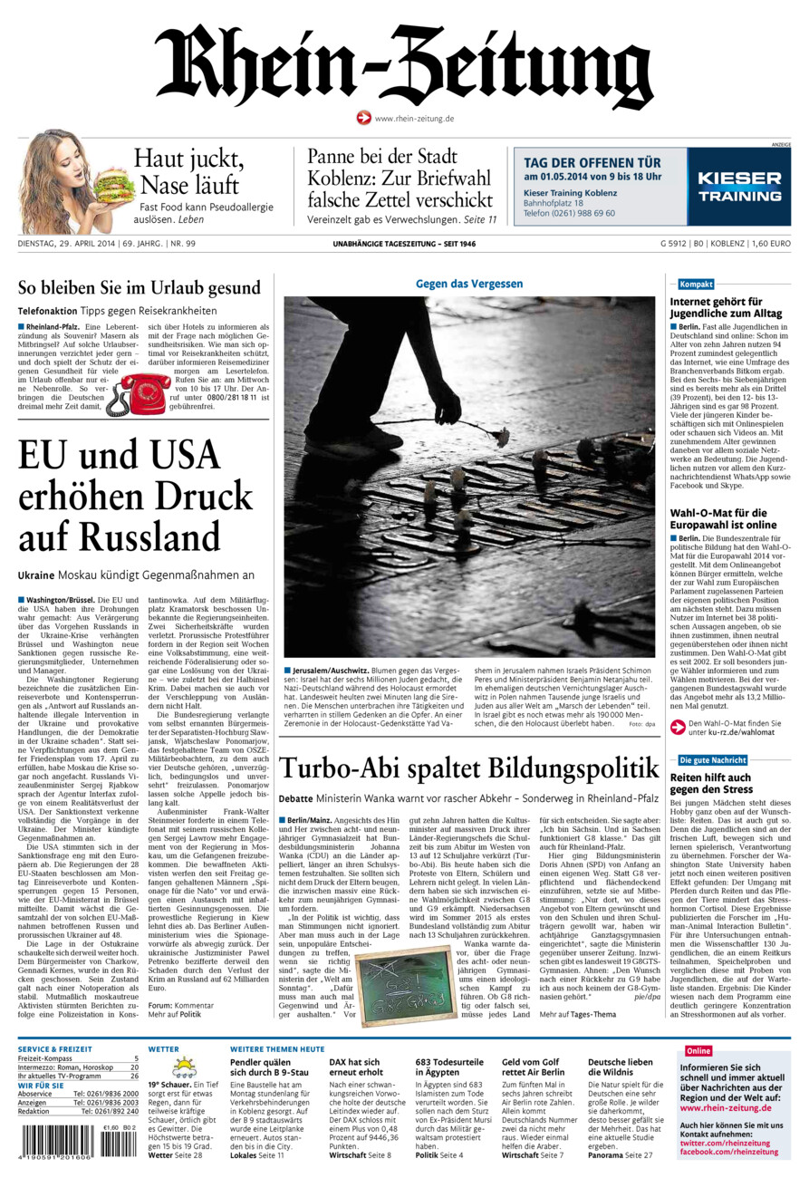 Rhein-Zeitung Koblenz & Region vom Dienstag, 29.04.2014