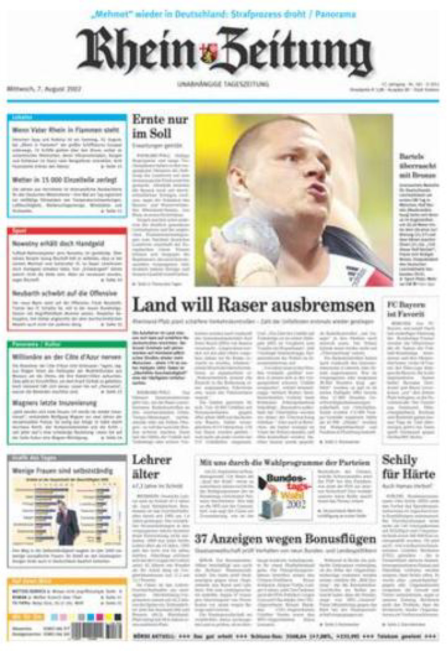 Rhein-Zeitung Koblenz & Region vom Mittwoch, 07.08.2002