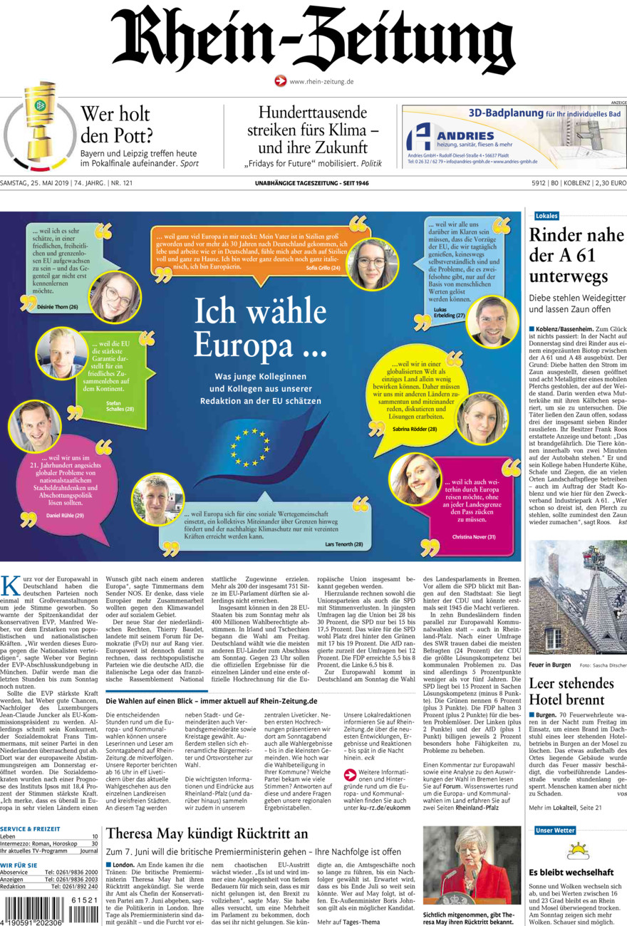 Rhein-Zeitung Koblenz & Region vom Samstag, 25.05.2019