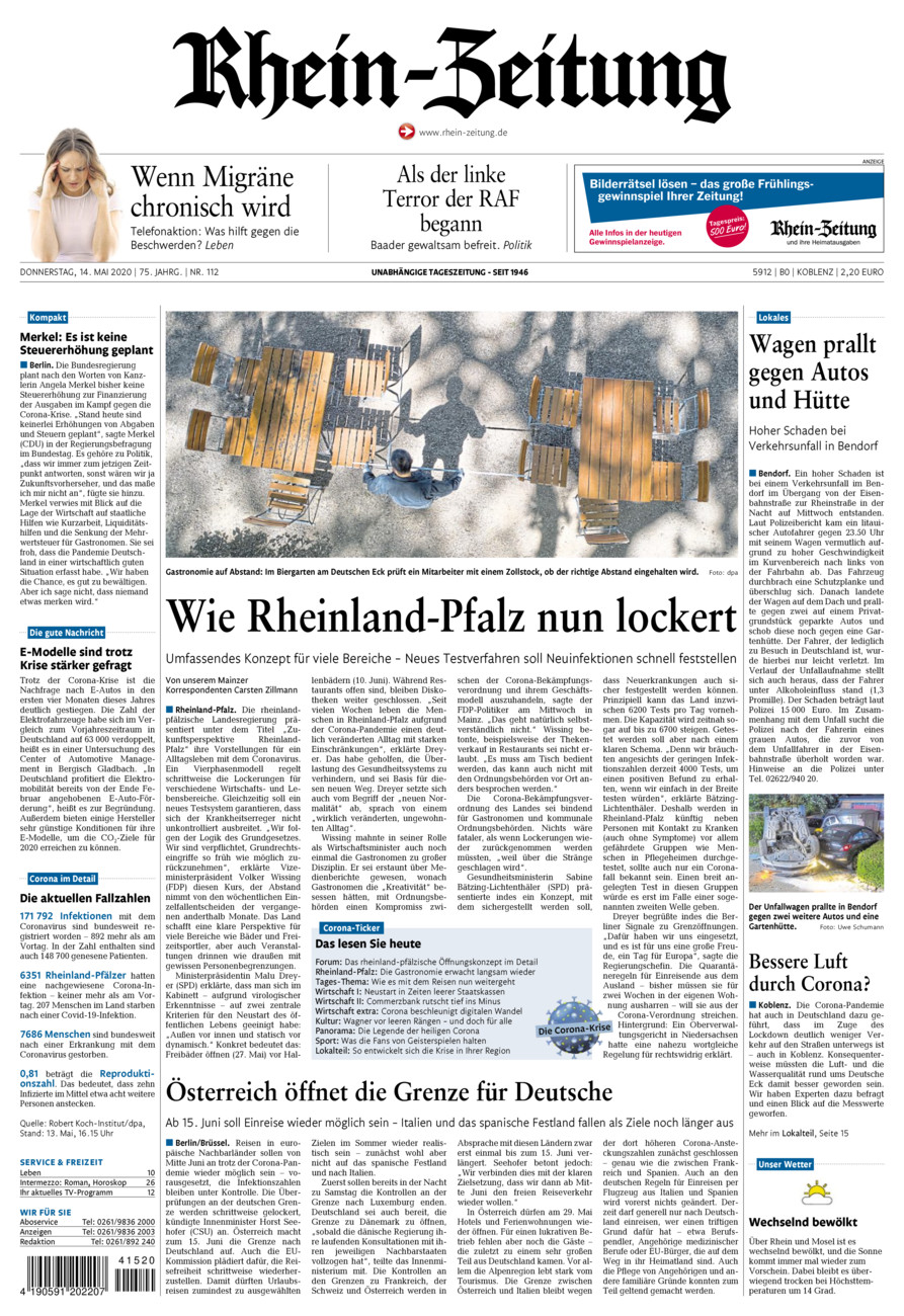 Rhein-Zeitung Koblenz & Region vom Donnerstag, 14.05.2020