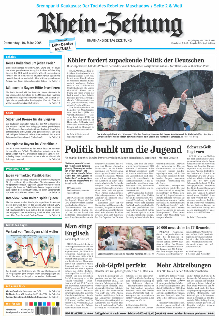 Rhein-Zeitung Koblenz & Region vom Donnerstag, 10.03.2005
