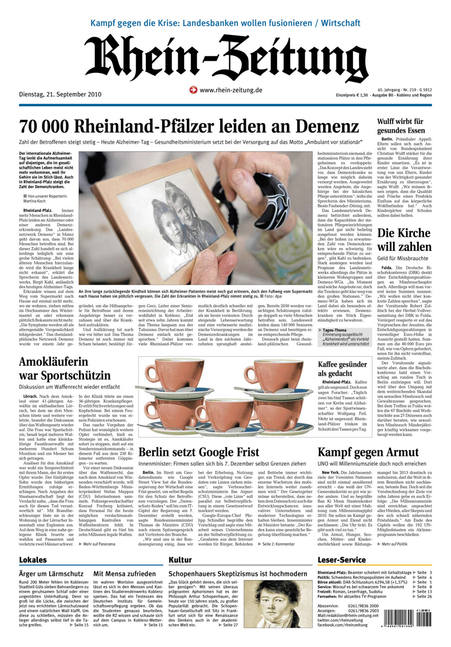 Rhein-Zeitung Koblenz & Region vom Dienstag, 21.09.2010