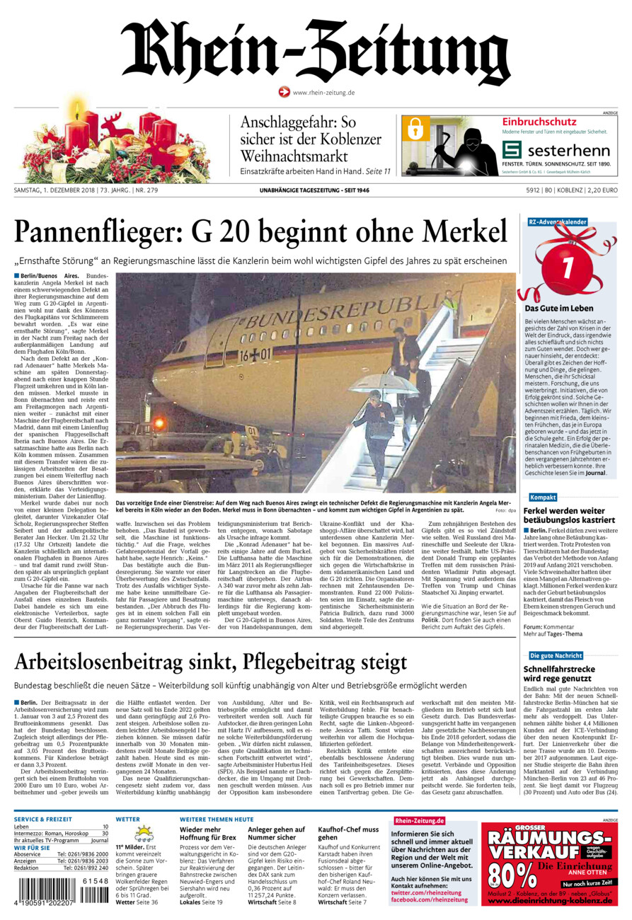 Rhein-Zeitung Koblenz & Region vom Samstag, 01.12.2018