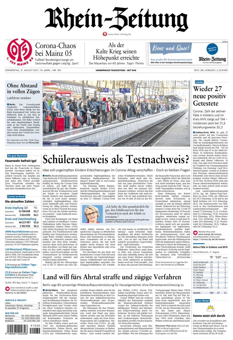 Rhein-Zeitung Koblenz & Region vom Donnerstag, 12.08.2021