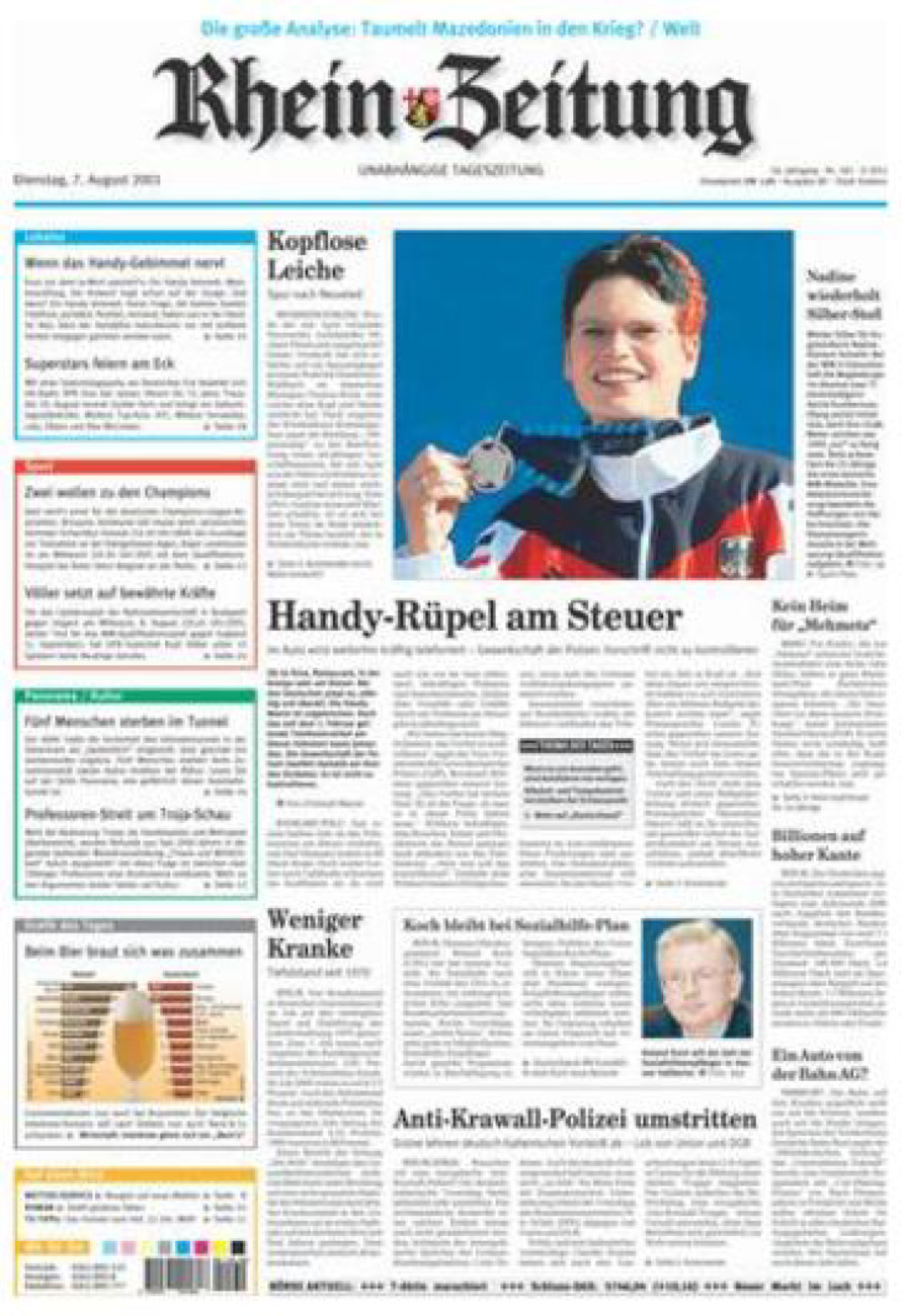 Rhein-Zeitung Koblenz & Region vom Dienstag, 07.08.2001