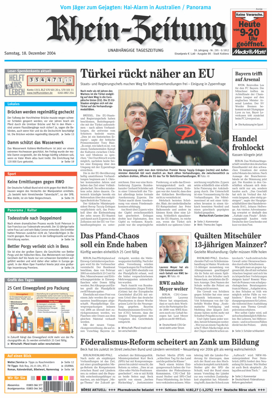 Rhein-Zeitung Koblenz & Region vom Samstag, 18.12.2004