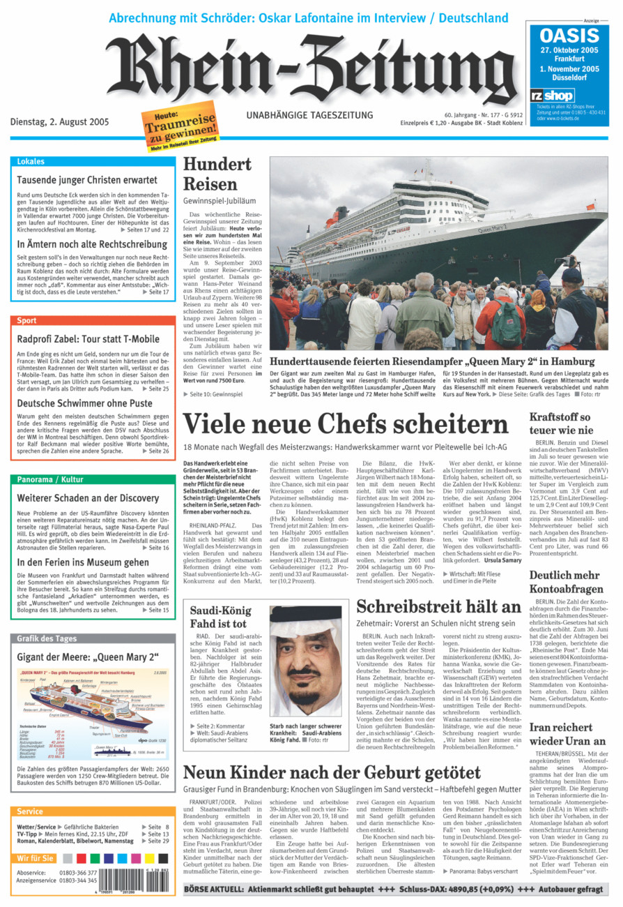 Rhein-Zeitung Koblenz & Region vom Dienstag, 02.08.2005