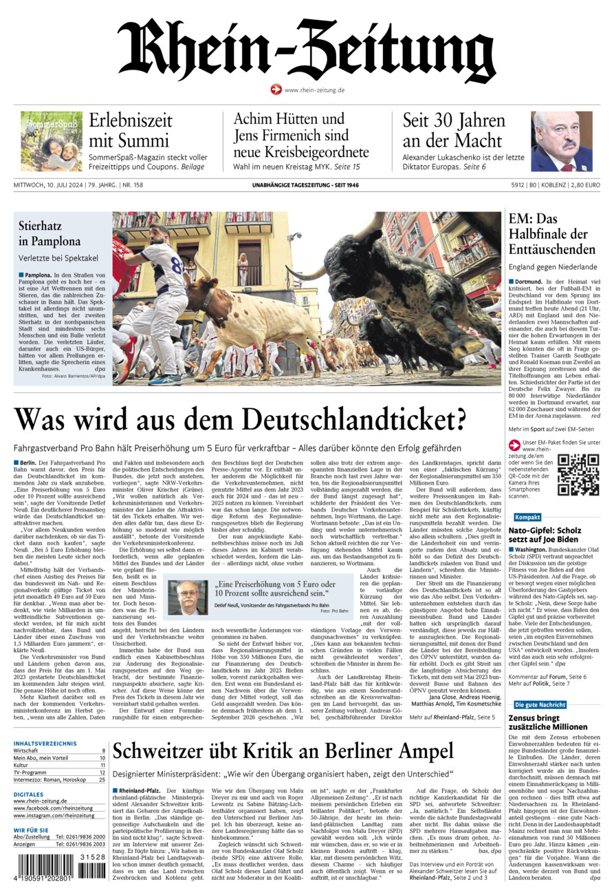 Rhein-Zeitung Koblenz & Region vom Mittwoch, 10.07.2024