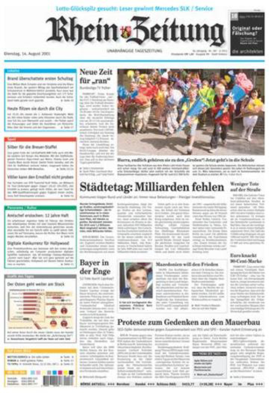 Rhein-Zeitung Koblenz & Region vom Dienstag, 14.08.2001