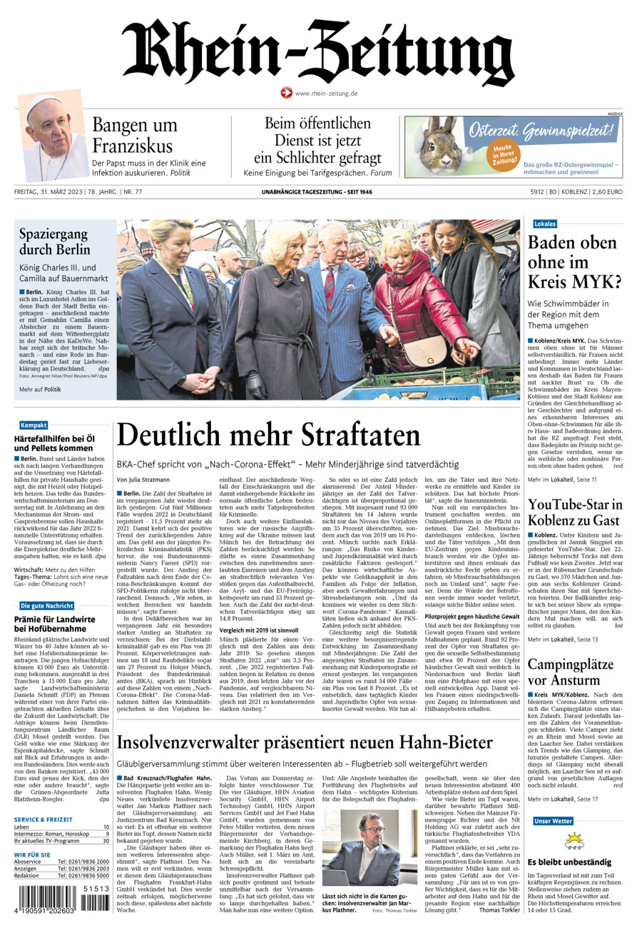 Rhein-Zeitung Koblenz & Region vom Freitag, 31.03.2023