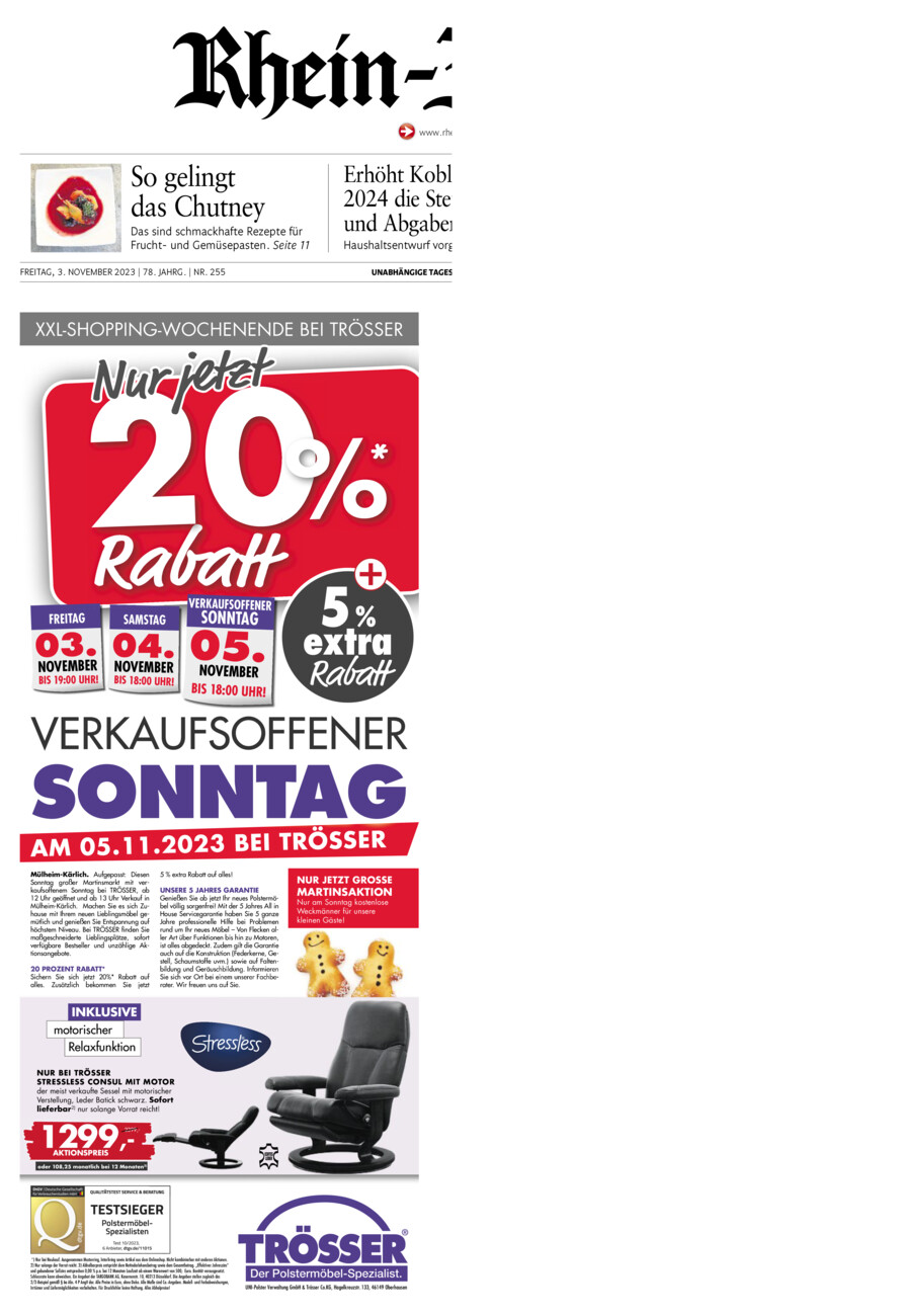 Rhein-Zeitung Koblenz & Region vom Freitag, 03.11.2023