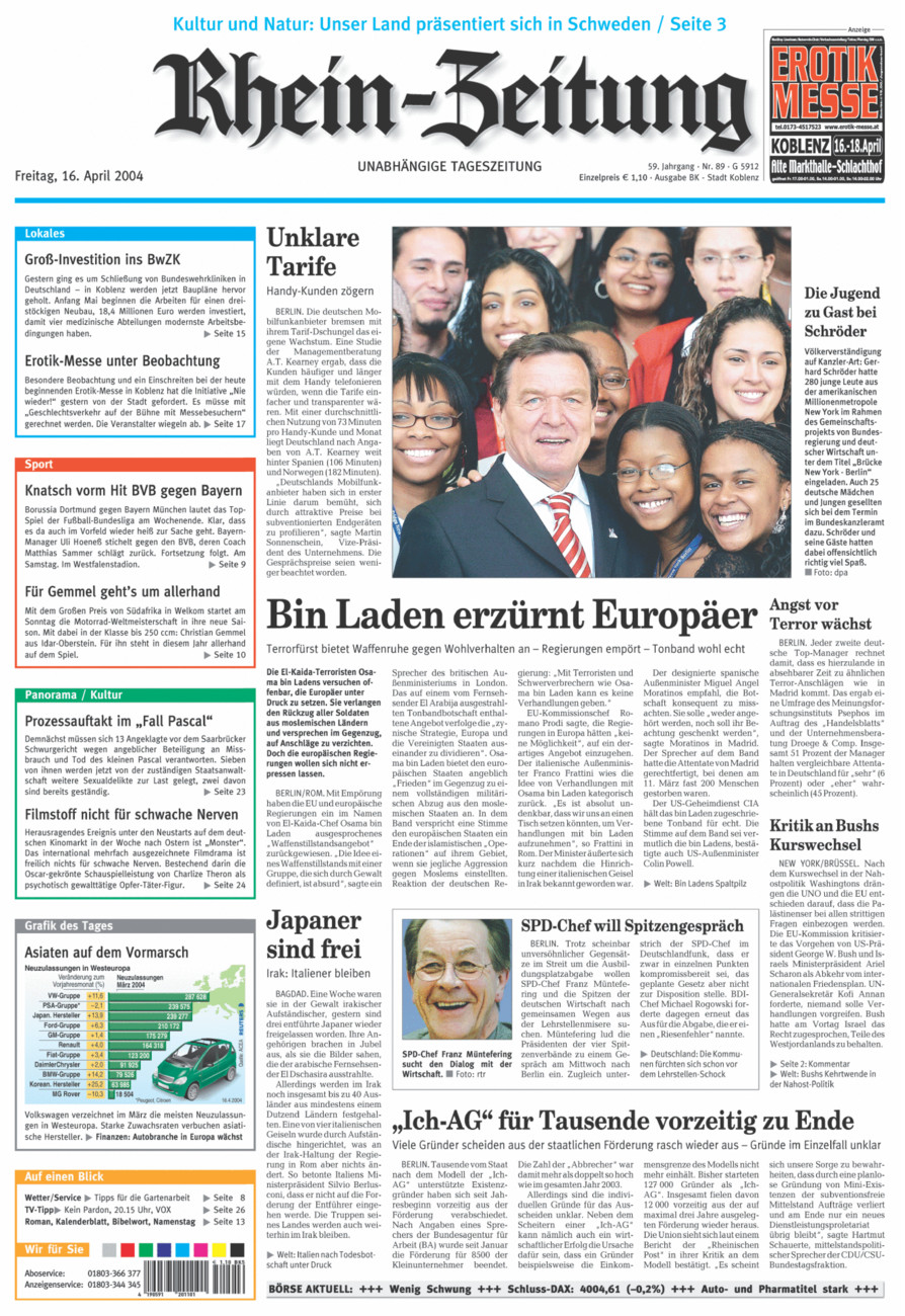 Rhein-Zeitung Koblenz & Region vom Freitag, 16.04.2004