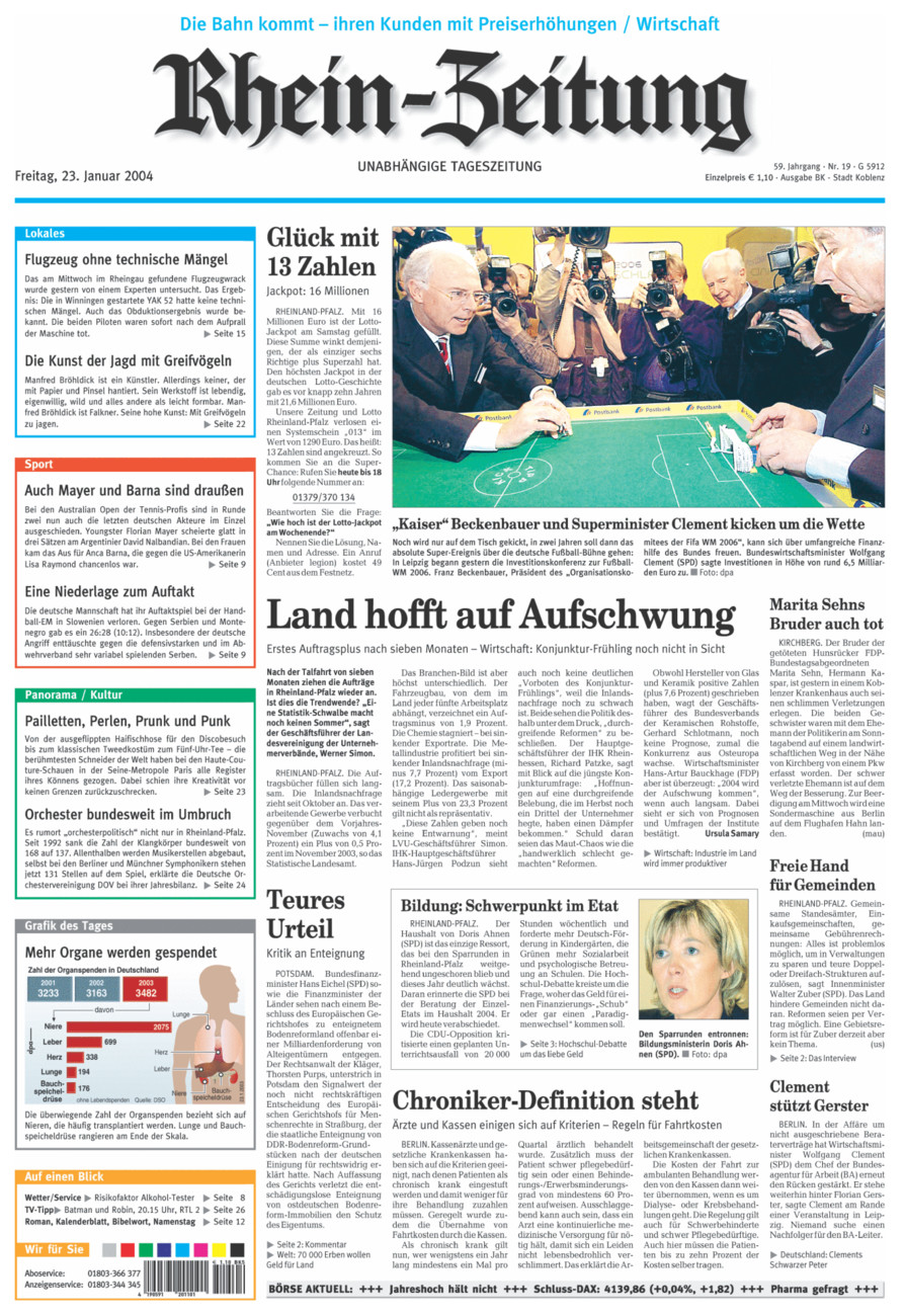 Rhein-Zeitung Koblenz & Region vom Freitag, 23.01.2004
