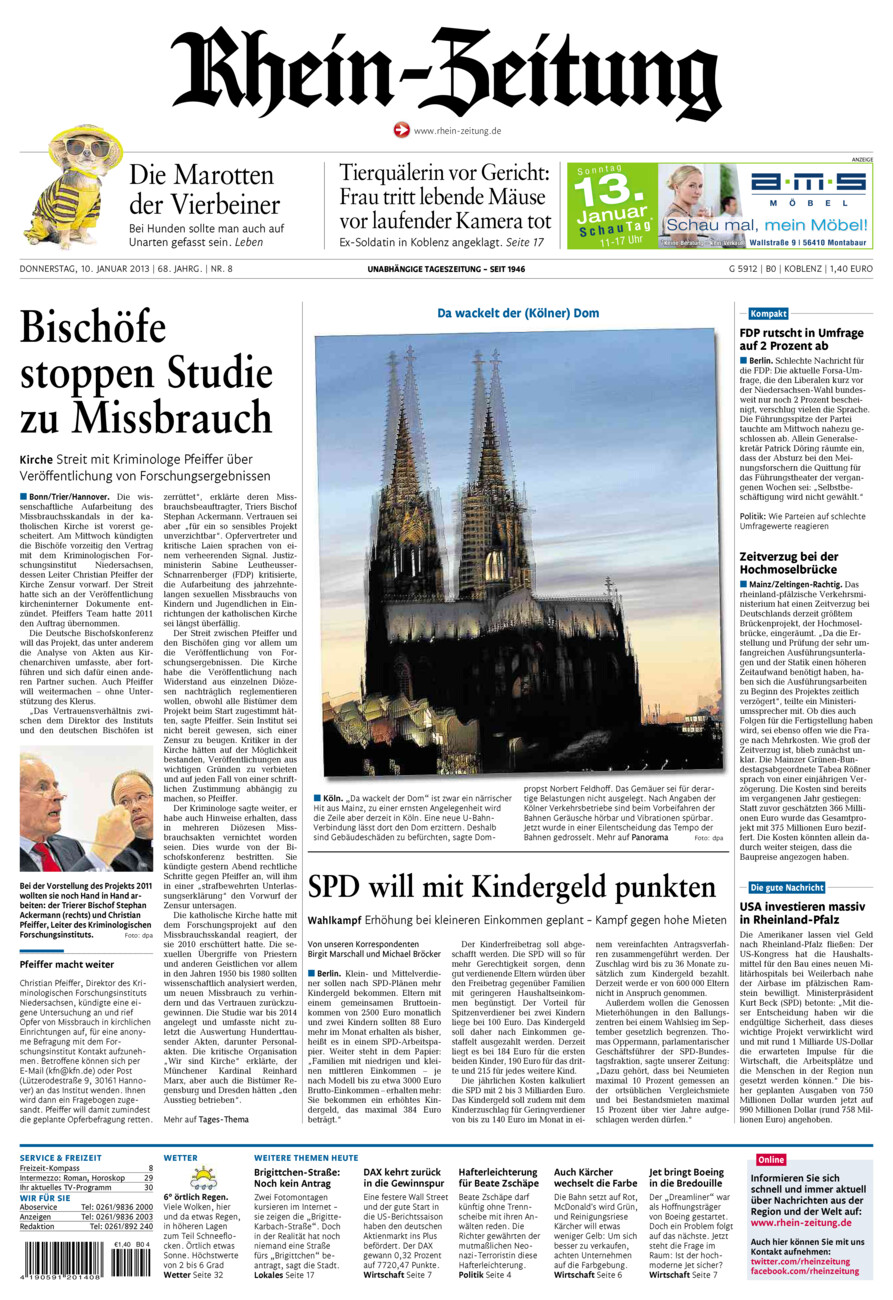 Rhein-Zeitung Koblenz & Region vom Donnerstag, 10.01.2013