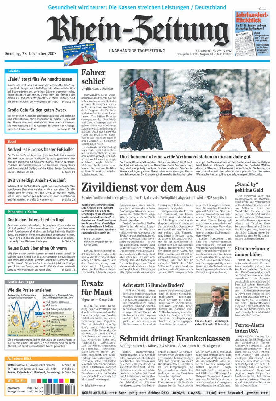 Rhein-Zeitung Koblenz & Region vom Dienstag, 23.12.2003