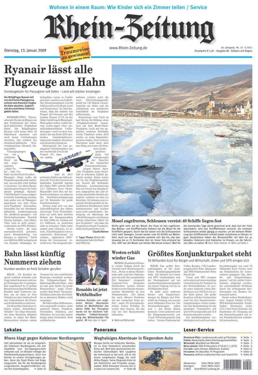 Rhein-Zeitung Koblenz & Region vom Dienstag, 13.01.2009