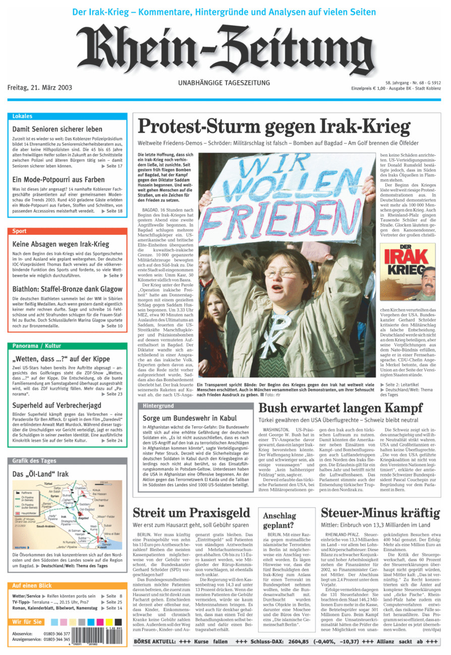 Rhein-Zeitung Koblenz & Region vom Freitag, 21.03.2003