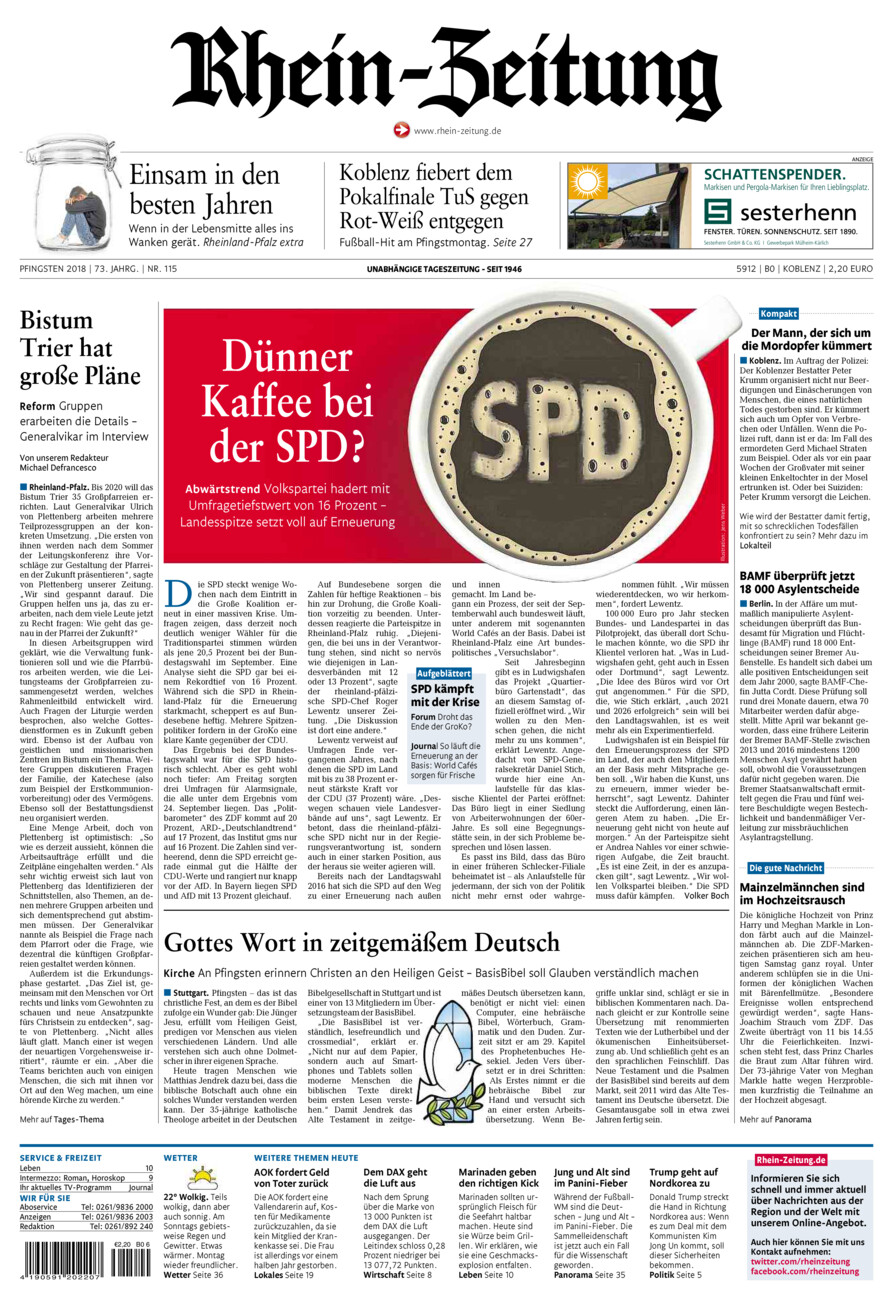 Rhein-Zeitung Koblenz & Region vom Samstag, 19.05.2018