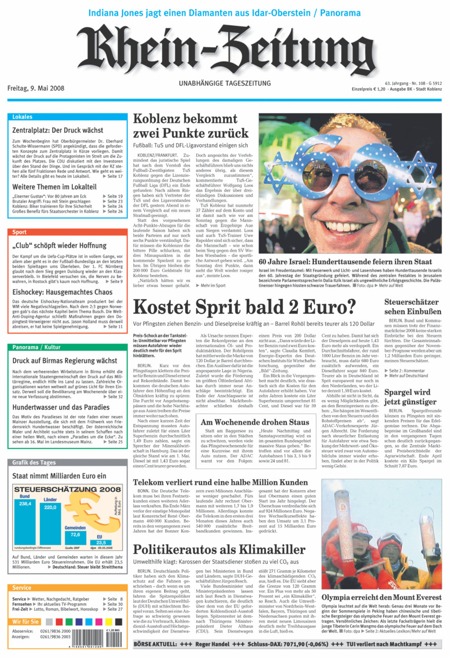 Rhein-Zeitung Koblenz & Region vom Freitag, 09.05.2008