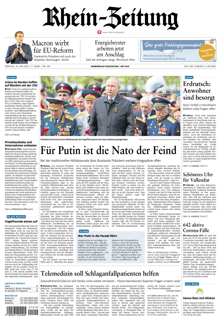 Rhein-Zeitung Koblenz & Region vom Dienstag, 10.05.2022