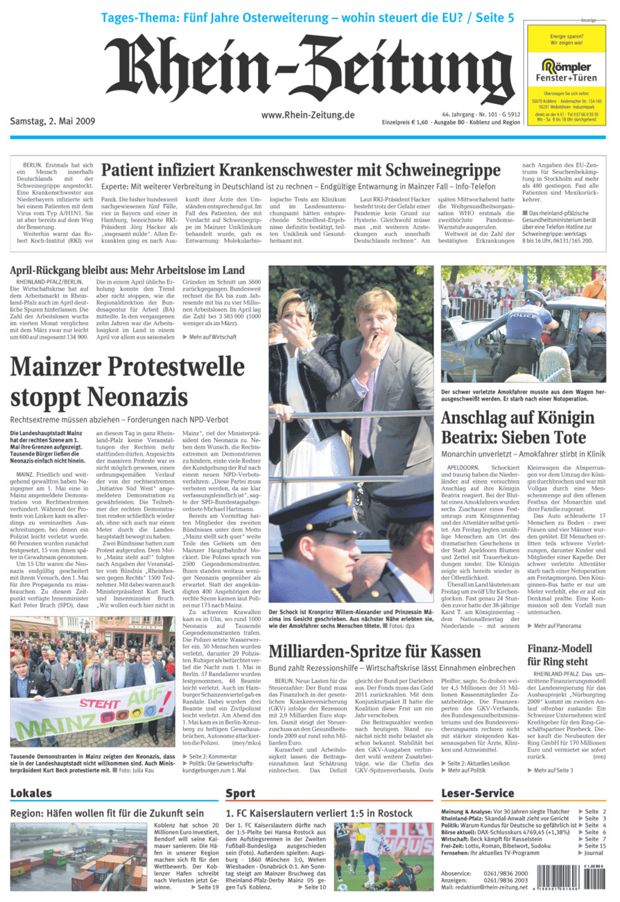 Rhein-Zeitung Koblenz & Region vom Samstag, 02.05.2009