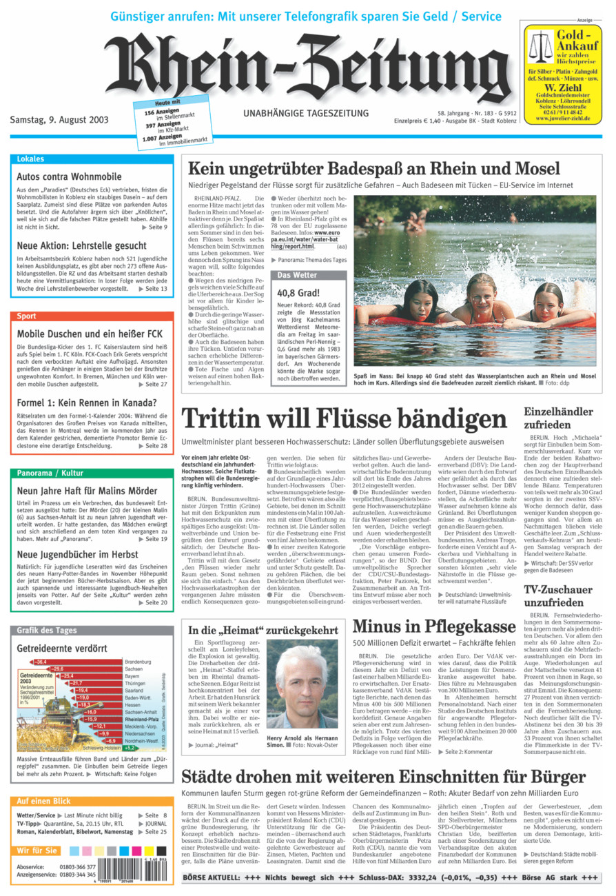 Rhein-Zeitung Koblenz & Region vom Samstag, 09.08.2003