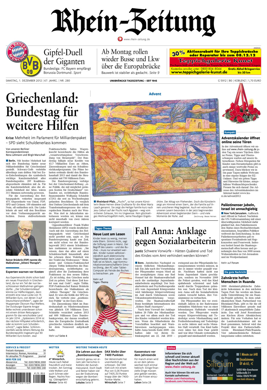 Rhein-Zeitung Koblenz & Region vom Samstag, 01.12.2012