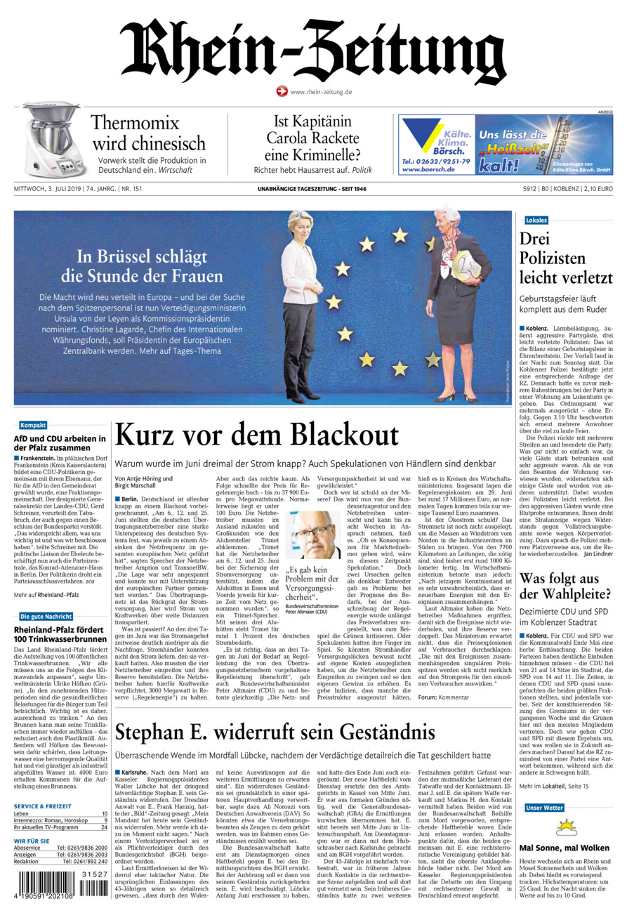 Rhein-Zeitung Koblenz & Region vom Mittwoch, 03.07.2019