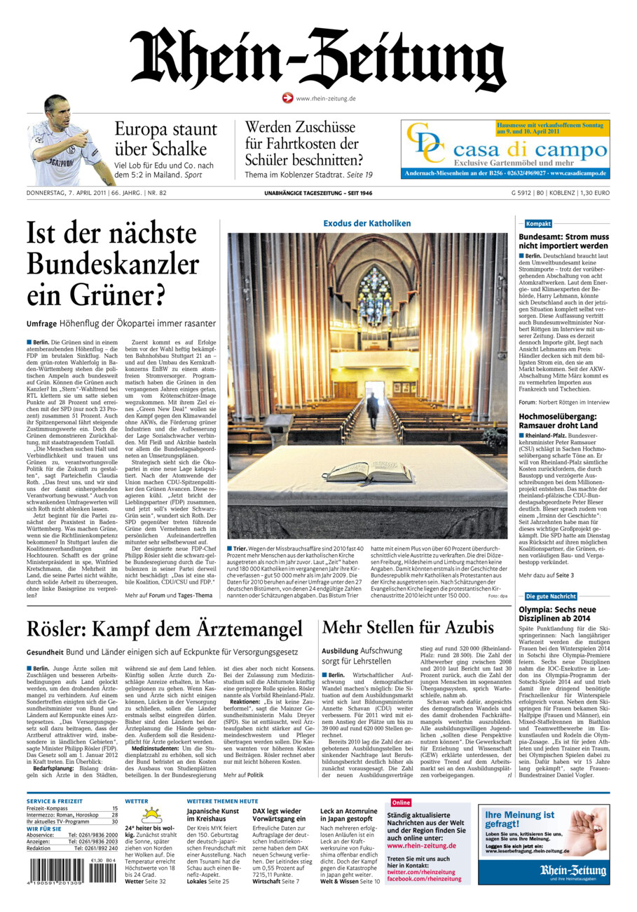 Rhein-Zeitung Koblenz & Region vom Donnerstag, 07.04.2011