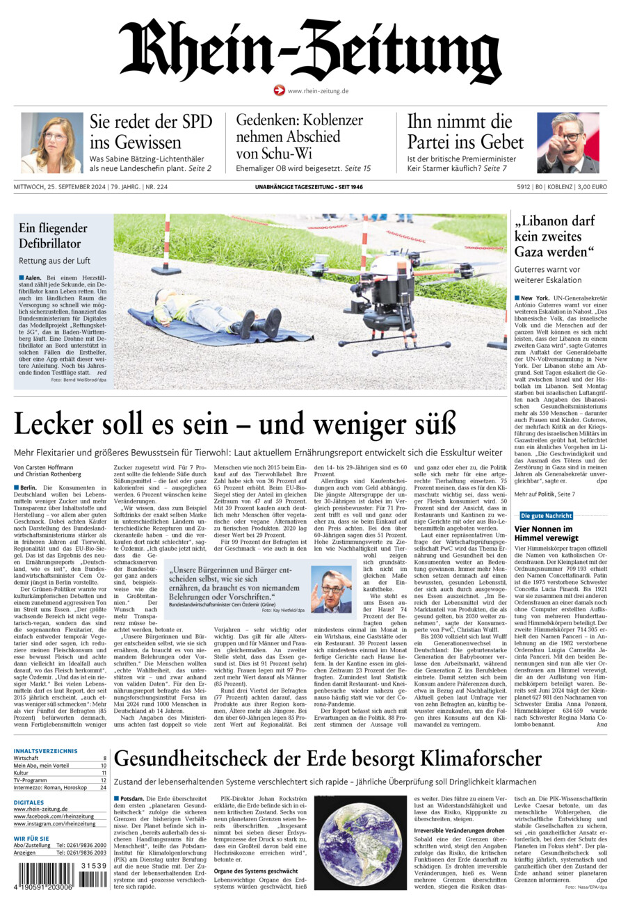 Rhein-Zeitung Koblenz & Region vom Mittwoch, 25.09.2024