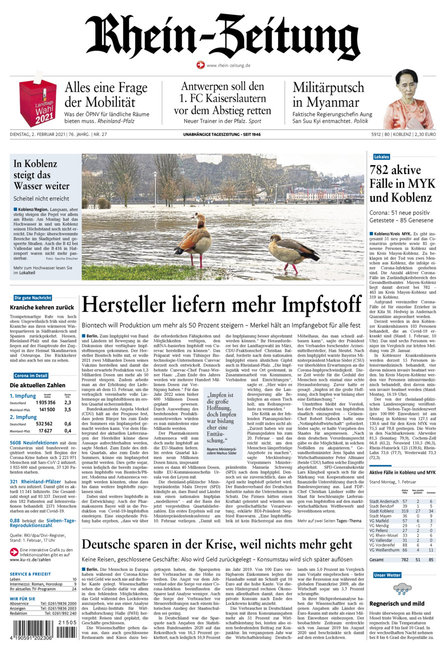 Rhein-Zeitung Koblenz & Region vom Dienstag, 02.02.2021