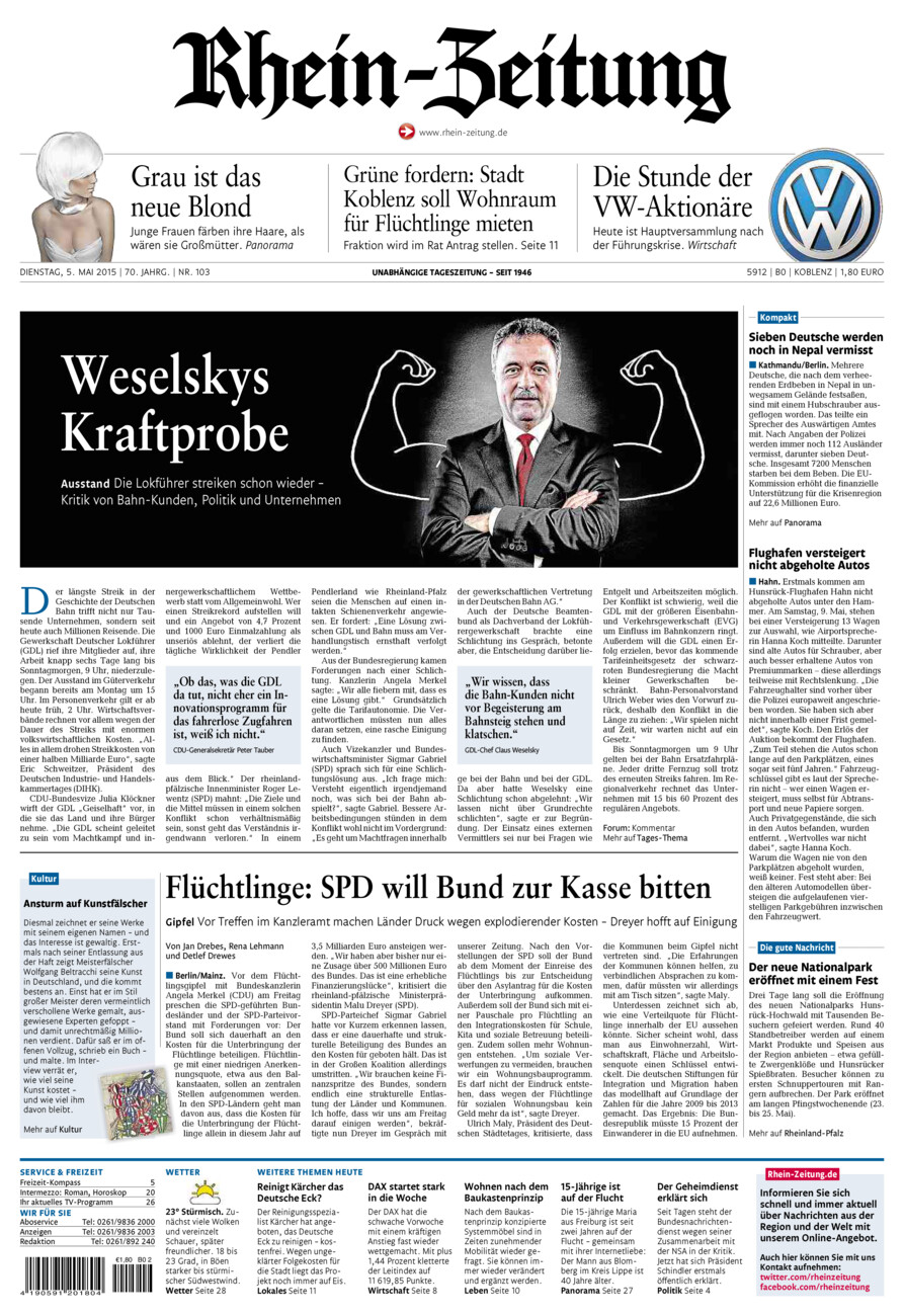 Rhein-Zeitung Koblenz & Region vom Dienstag, 05.05.2015