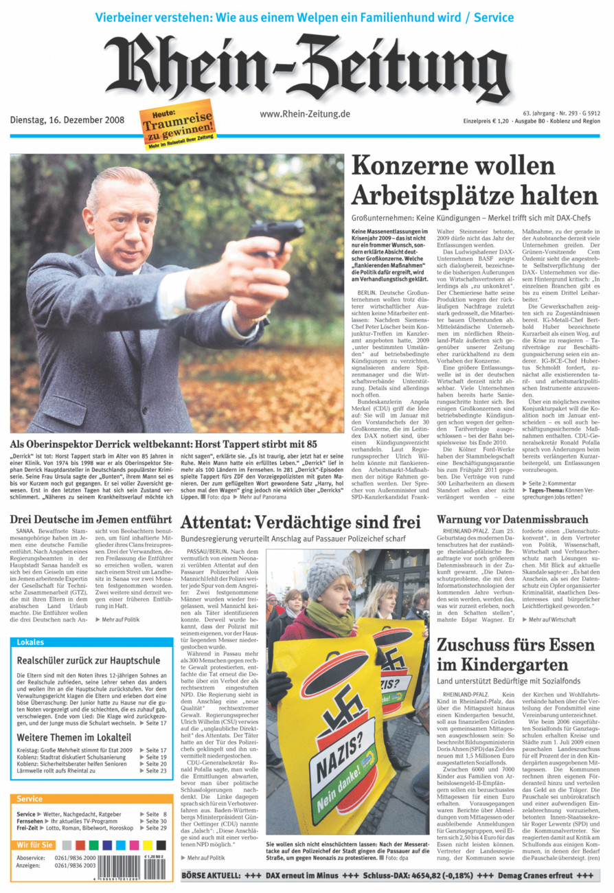 Rhein-Zeitung Koblenz & Region vom Dienstag, 16.12.2008