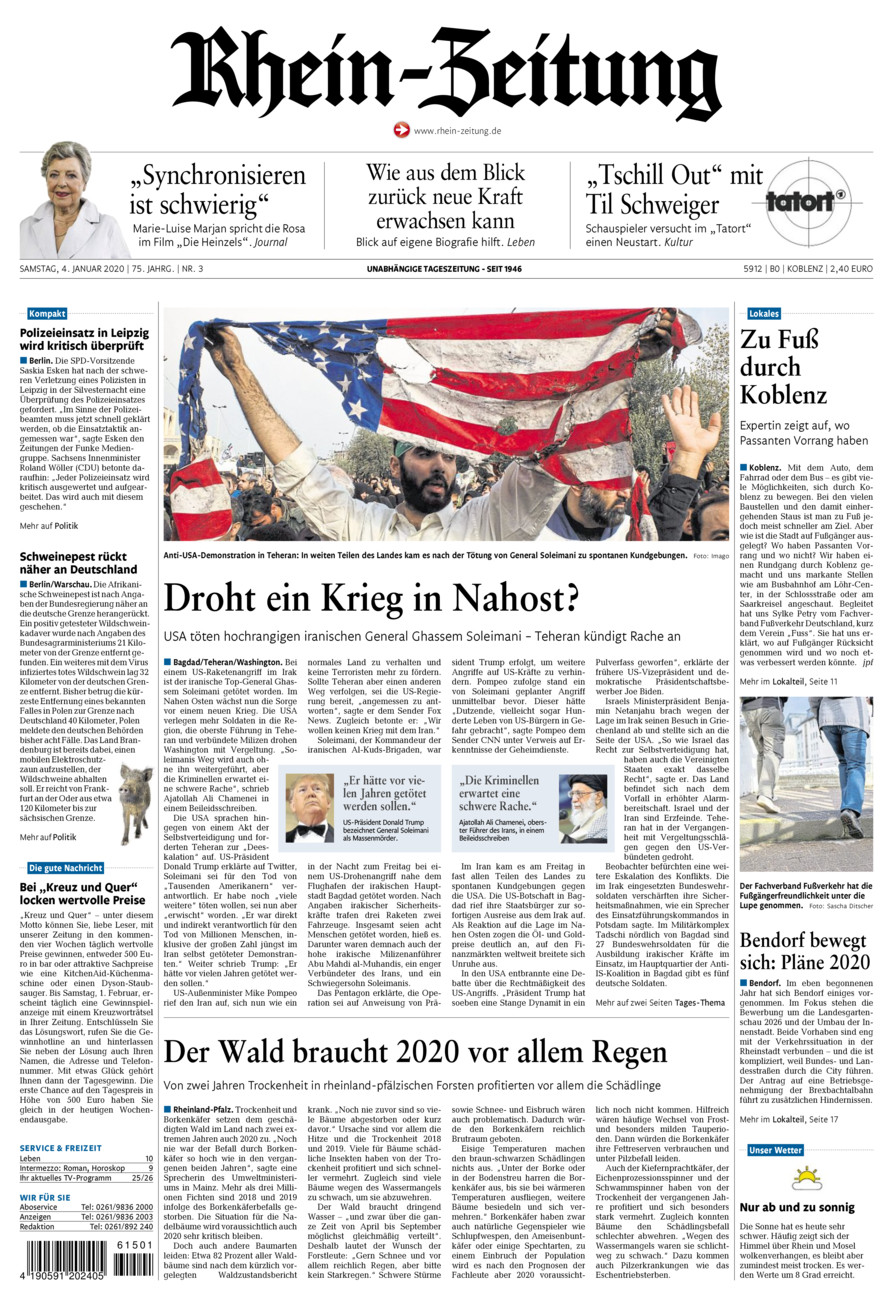 Rhein-Zeitung Koblenz & Region vom Samstag, 04.01.2020