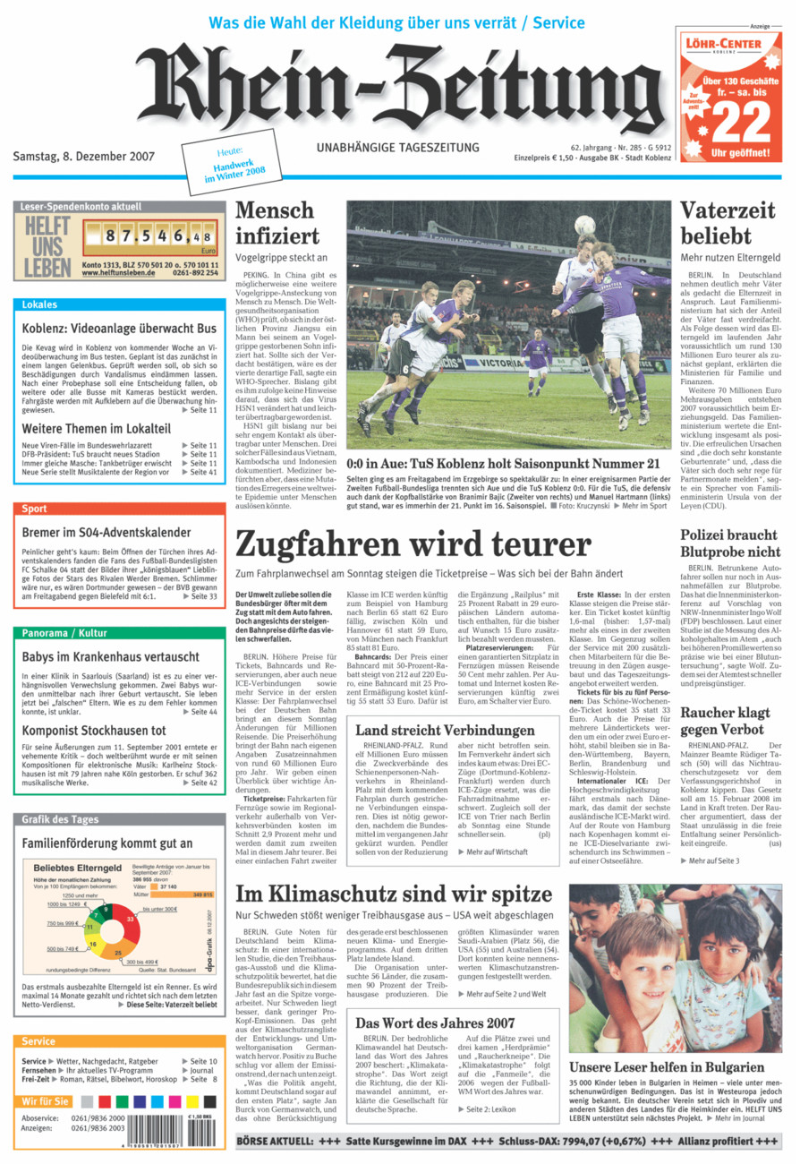 Rhein-Zeitung Koblenz & Region vom Samstag, 08.12.2007