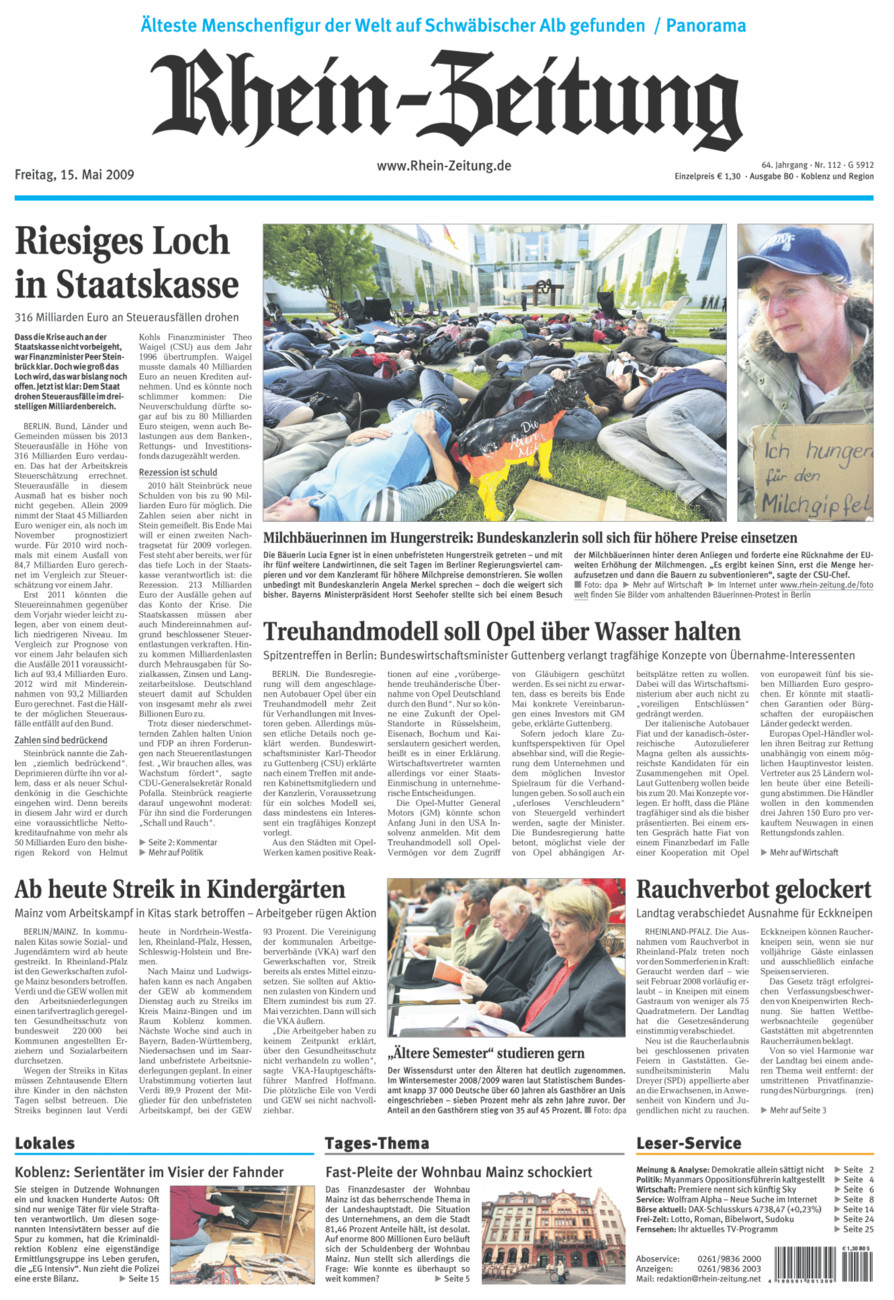 Rhein-Zeitung Koblenz & Region vom Freitag, 15.05.2009